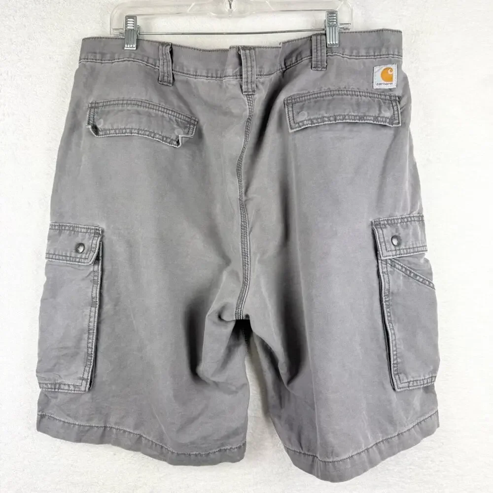 Carhartt Men's Rugged Flex Relaxed Fit Canvas Cargo‎ Work Short Grey Size 42